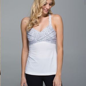 Lululemon Wrap It Up Tank, White Dottie Dash, 4